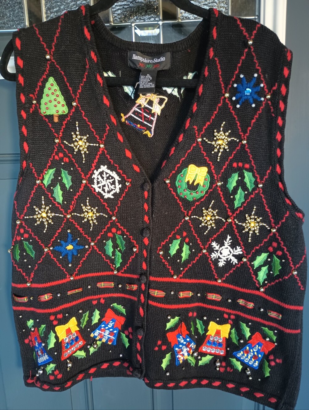 Women's Sparkling Holiday Vest Size XL Ugly Sweater Teachercore Grandmacore